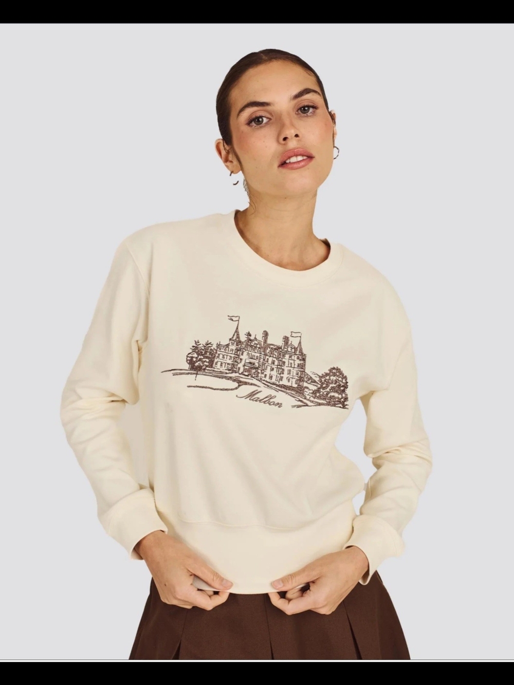 Malbon Womens Abbey Crewneck Sweatshirt Ivory